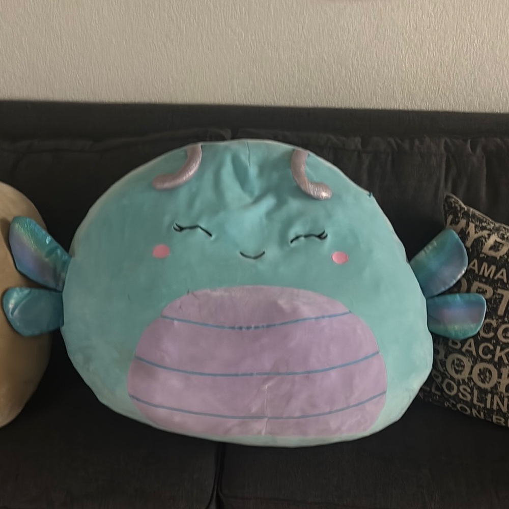 Squishmallow Dragon Pillow - Teal and Purple